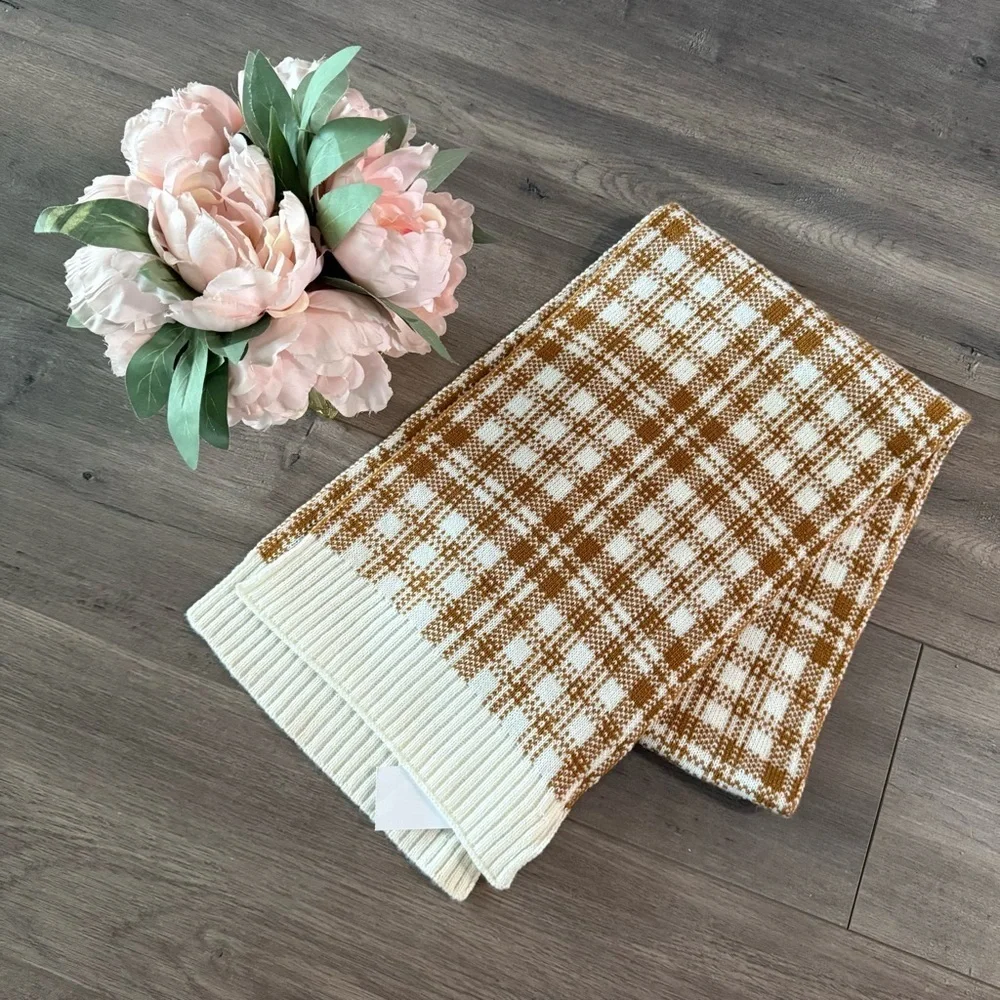 New Timberland Wheat‎ & Cream Plaid Scarf